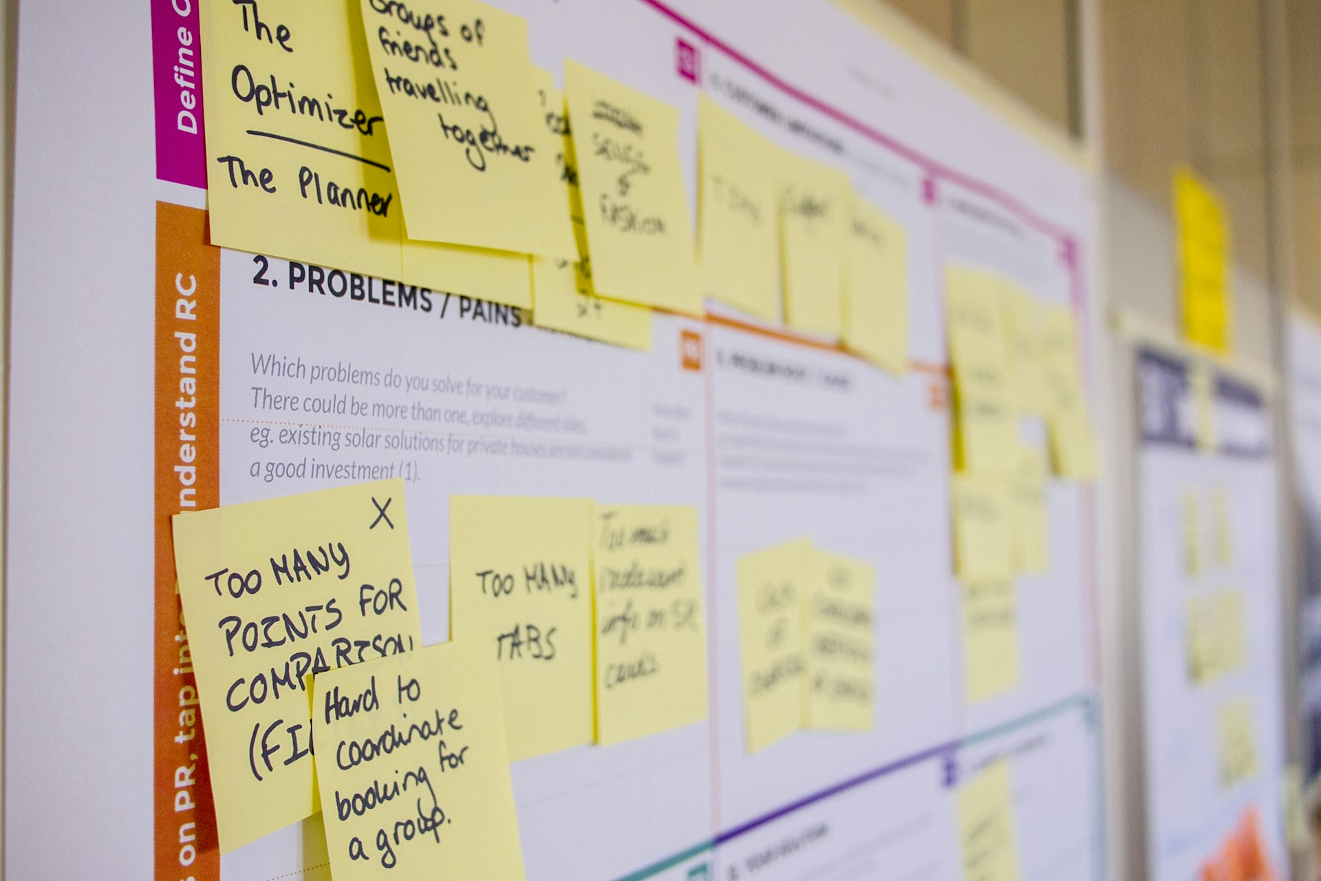 Bright yellow Post-it notes adorn the walls, capturing digital planner ideas and planning sessions that shape the brand's social portfolio